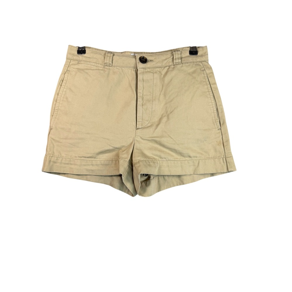 Urban Outfitters Khaki Chino Shorts Tan Cotton Twill High Waisted Size 4 UK 8